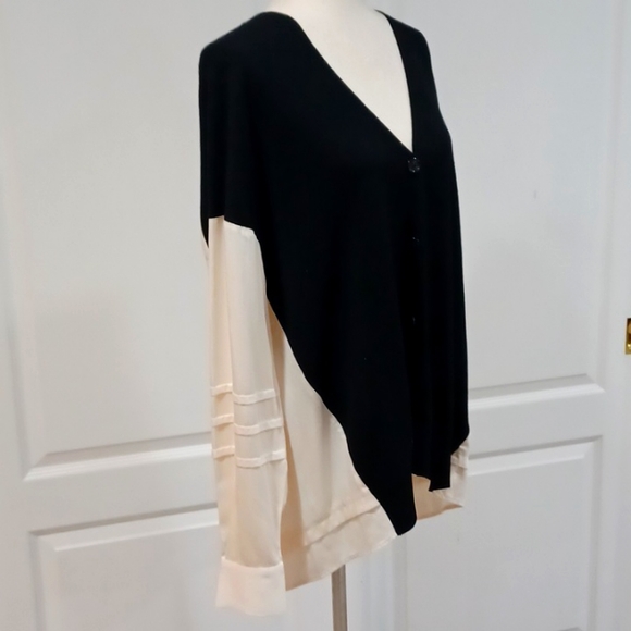Reiss Addison wool blend colorblock button down V-neck cardigan blouse top 8 - Picture 11 of 16